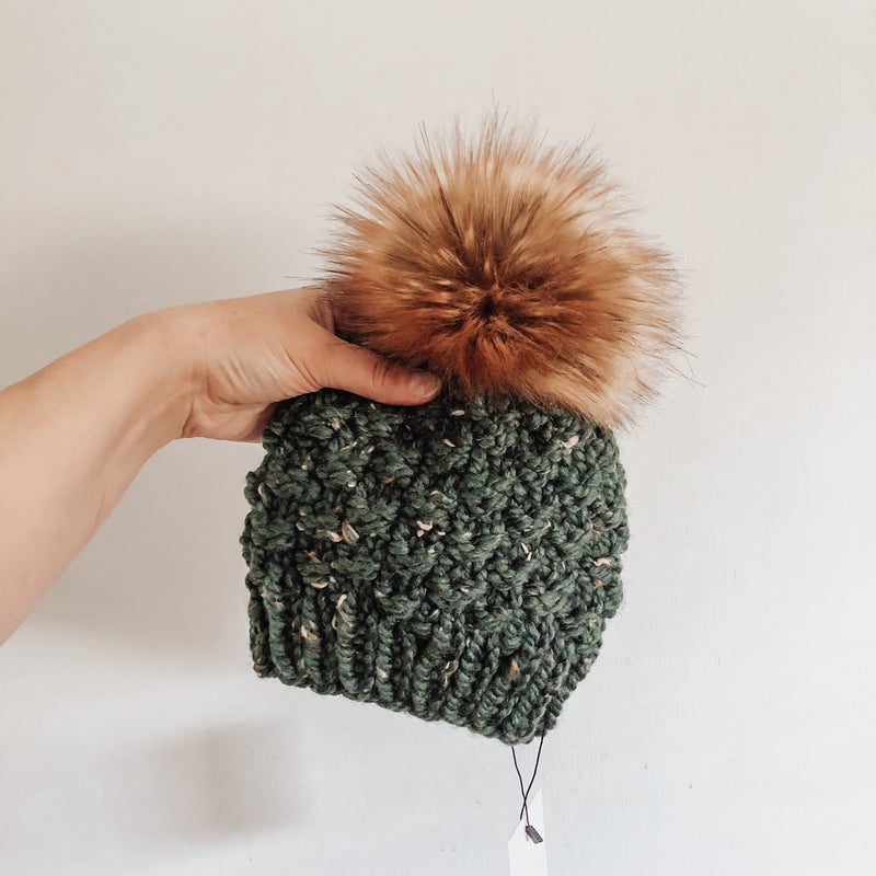 Rough Bark Knits - Infant Olive Beanie Kale