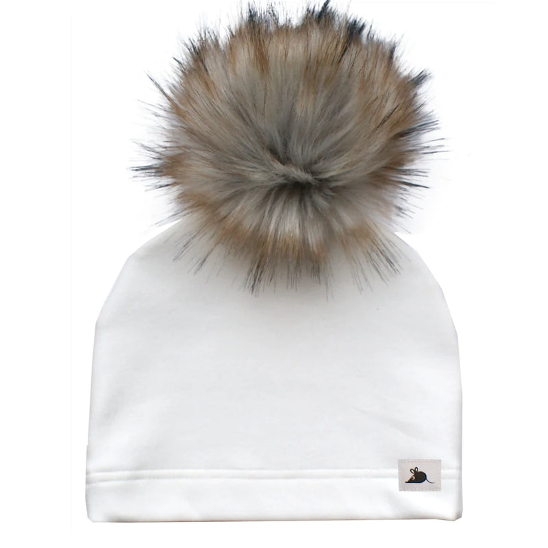 Lille Mus - Ivory Fleece Pom Beanie - Children's