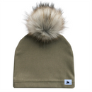 Lille Mus - Olive Fleece Pom Beanie - Children's