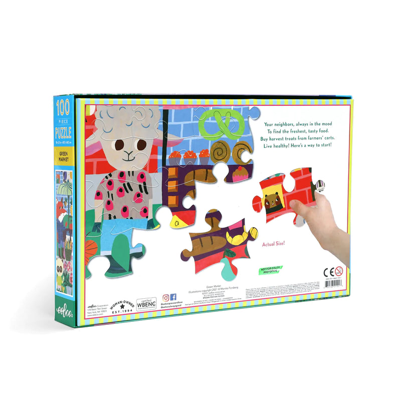 Eeboo - Green Market Puzzle 100 Pieces