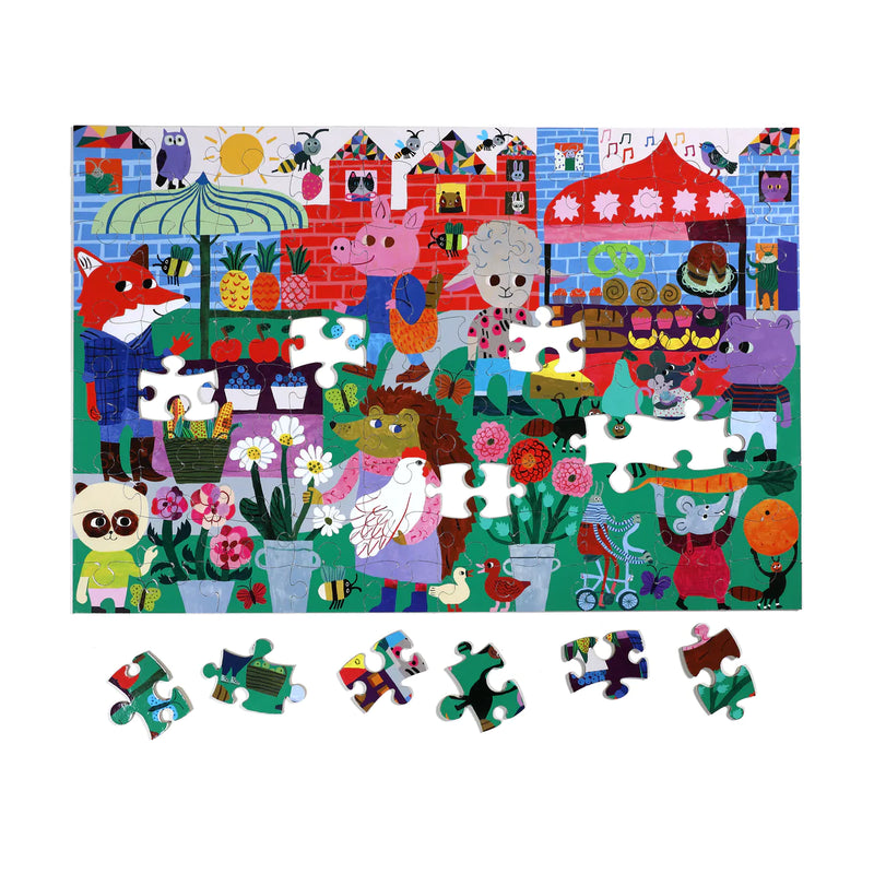 Eeboo - Green Market Puzzle 100 Pieces