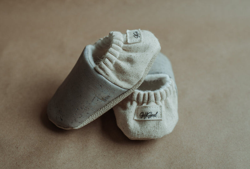 SoftSoul Footwear - Infant Slippers Handmade in Canada - Roen Light Grey - FINAL SALE