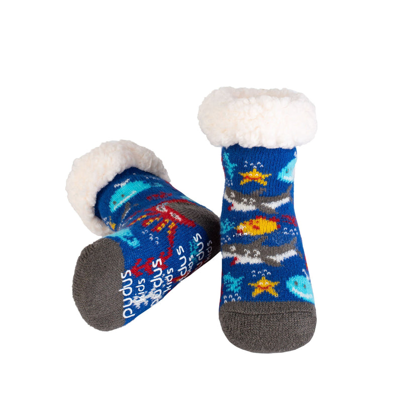 Pudus - Kid's Slipper Socks Sharks FINAL SALE