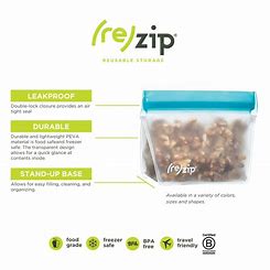 (re)zip - 1 Cup Leakproof, Reusable Storage Bags - 2 Pack